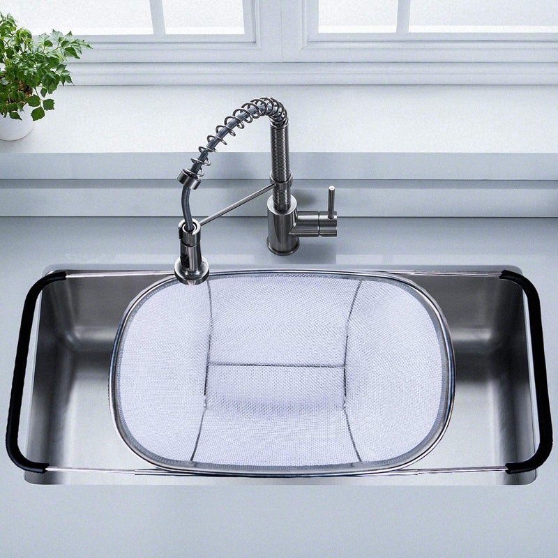 i Kito Over the Sink Colander with Expandable Rubber Grip Handles - Fine Mesh Oval Strainer in Stainless Steel -Drain, Rinse Fruits and Vegetables - Image 5